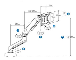 Monitor singolo da tavolo montaggio palo montato a molla a Gas braccio Premium regolabile in altezza Display per <span class=keywords><strong>Computer</strong></span> Riser Vesa Supporter - Product Image 5