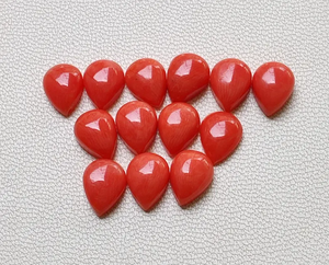 Piedras preciosas cabujón con forma de pera de Coral rojo Natural italiano para fabricación de joyas piedras sueltas calibradas 6X8 MM tamaño AAA calidad - Product Image 3