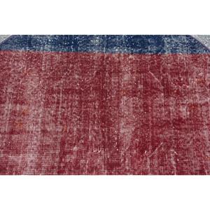 Vintage 3.9x3.9 ft Rug, Turkish Rug, <b>Red</b> Floral <b>Wool</b> Rug - Product Image 5