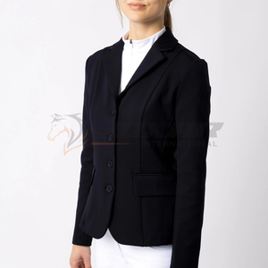 Cómoda chaqueta Ecuestre para mujer diseñada con forro de control de humedad de tela elástica transpirable de corte Delgado - Product Image 2