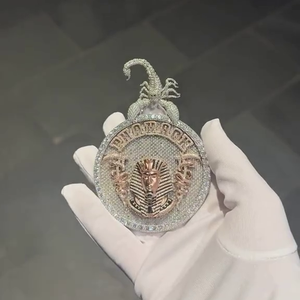 Tùy chỉnh Pharaoh Mặt dây chuyền với bọ cạp bảo lãnh | 925 Bạc | vvs moissanite | đầy đủ Iced ra hip <span class=keywords><strong>hop</strong></span> đồ trang sức - Product Image 1