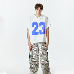 Camisetas de Fútbol de Algodón con Estampado Personalizado Extra Grandes y Tops, Camisetas de Fútbol de Corte Cuadrado para Hombre - Product Image 3