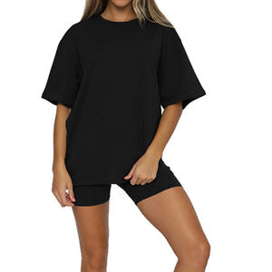 Summer Sweet <b>Lace</b> Eco-Friendly Two Piece Women's Crop Top Lounge Wear Set with Custom Logo T-Shirt and Shorts - Product Image 3