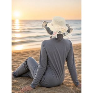 Sombrero de Paja Flexible Beige para Niños, Bordado a Mano, Material de Toquilla, Cinta Floral de Tul Estampada, Ideal para Fiestas en la Playa y Pesca - Product Image 1