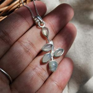 Pendentif en argent feuille de calcédoine Aqua Pendentif en pierre précieuse en argent élégant meilleur cadeau pour elle - Product Image 4