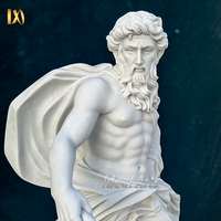 Sculpture de Poséidon en marbre blanc sculpté à la main Statue de dieu grec extérieur pour ornements de jardin et décoration de villa
