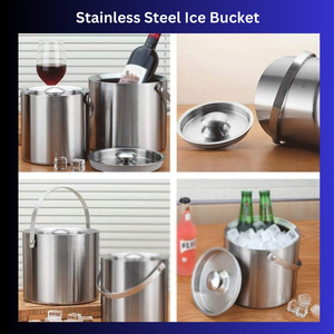 Vente en gros de qualité supérieure en métal petit refroidisseur de bière et de vin mini seau à glace en acier inoxydable à double paroi avec couvercle et poignée - Product Image 2