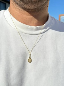 925 plata esterlina 14K chapado en oro raqueta de tenis colgante collar deporte joyería regalo jugadores de tenis personalizado al por mayor para Unisex - Product Image 4