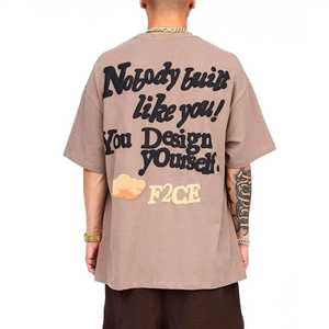 Camiseta personalizada de talla grande con estampado de peso pesado y hombros caídos para hombre, ropa de calle, camisetas cuadradas recortadas con estampado de pantalla - Product Image 1