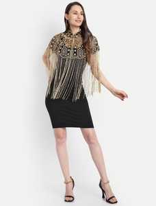 Cape Burlesque Droite Élégante avec Perles et Paillettes Longueur au Sol Col V Club Festival Outfit - Product Image 3