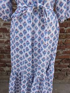 Robe d'été Robe d'été en coton indien Robe longue bleue avec bloc de main imprimé Floral Design ODM Supply - Product Image 4