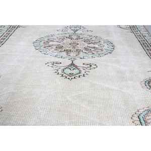 Alfombra de 4.3x7.7 pies, Alfombra Turca Vintage, Alfombra Azul Abstracta - Product Image 5