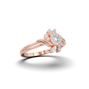 Anillo floral de diamante redondo cultivado en laboratorio de 0,18 quilates, juego de pavé infinito, hecho en platino para ella - Product Image 4