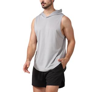 Sweat à capuche sans manches coupe athlétique en coton mélangé personnalisé Basics Vêtements de sport pour hommes Sweat à capuche sans manches pour entraînement de gymnastique Direct usine - Product Image 1