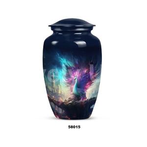 Vente chaude Aluminium Paon Oiseau Crémation Adulte Urne Pour Cendres Humaines Grande Urne Funéraire Avec Sac De Velours Gratuit - Product Image 4