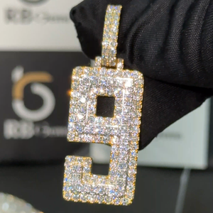 Pendentif personnalisé en argent 925 plaqué or, style hip-hop, avec lettres, certifié IGI, forme de lettre, RB GEMS RB07 - Product Image 2