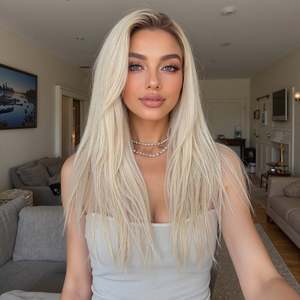 DWY Luxe Platinum Blonde Straight Remy Human Hair Lace Front <b>Wig</b> <b>Long</b> Length - Product Image 1