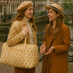 กระเป๋าผ้านวมสีเหลืองทันสมัยกระเป๋ากีฬาสุดสัปดาห์ผ้าฝ้ายปรับสายได้น้ำหนักเบาเป็นมิตรกับสิ่งแวดล้อม - Product Image 2