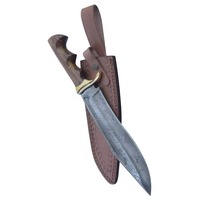 Couteaux de camping et de chasse faits à la main en acier inoxydable Damas avec manche en bois, couteaux à lame fixe OEM