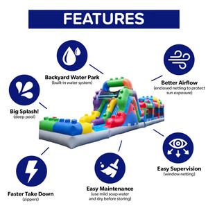 Moonwalk gonfiabile ostacolo buttafuori castello bagnato scivolo a secco combinato per bambini spazio a piedi blocco di costruzione parco gonfiabile parco giochi - Product Image 6