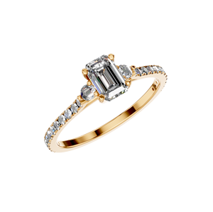 Elegant 14K Solid Gold Fine Jewelry Emerald Cut Solitaire Lab Grown Diamond Engagement <b>Ring</b> IGI Certified Wedding Party Luxury - Product Image 6
