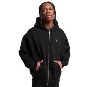 Sweat à capuche uni à fermeture éclair pour hommes Sweat-shirt classique en molleton de couleur unie avec poches avant et capuche à cordon de serrage pour tenue décontractée - Product Image 1
