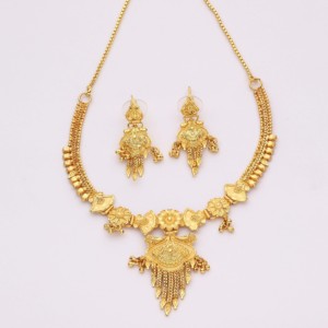 สร้อยคอทองเหลืองทองแดงแบบดั้งเดิม chapado En Oro laminado ของผู้หญิงประดับไข่มุกเพชรของขวัญแต่งงานออร์โธดอกซ์ทอง - Product Image 2