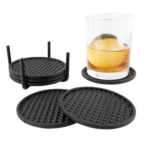 Modern Textured <b>Gold</b> Luxury Wood Coasters 5mm Raised Dot Grip Pattern for Condensation Protection - Product Image 5