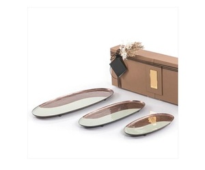 Lot de 3 plateaux de service métalliques Forme personnalisée Design merveilleux Idéal pour servir Best-seller Plateau en métal de différentes tailles - Product Image 2