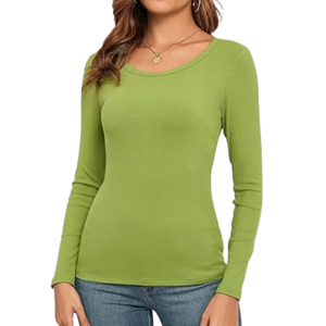 High Quality Slim Fit <b>Bamboo</b> Fiber Jersey Full Sleeve Crew Neck Eco-friendly Breathable Quick Dry Casual Women's T-Shirt - Product Image 6