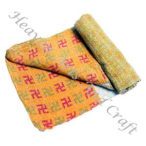 Vente chaude à la main Kantha Quilt Gudari Kantha Quilt Gold Fournisseur Coton Imprimé Indien pour la maison Hôtel Use-Vente en gros GD2166 - Product Image 6