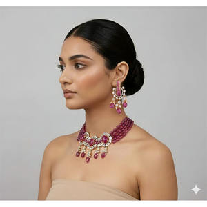 สร้อยคอชุบทอง 14K แบบคลาสสิกประดับเพชร Kundan Meena Diamond Polki สำหรับงานปาร์ตี้ - Product Image 1