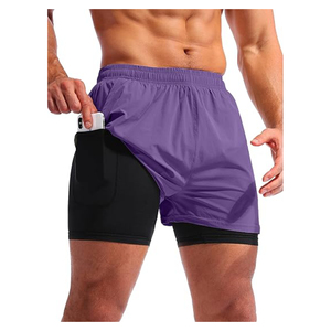 กางเกงขาสั้นผู้ชายสำหรับออกกำลังกายฟิตเนสยิมเทรนนิ่งแบบ2 in 1แห้งเร็วสำหรับออกกำลังกายจ๊อกกิ้งเล่นฟิตเนสยิมฤดูร้อน - Product Image 1