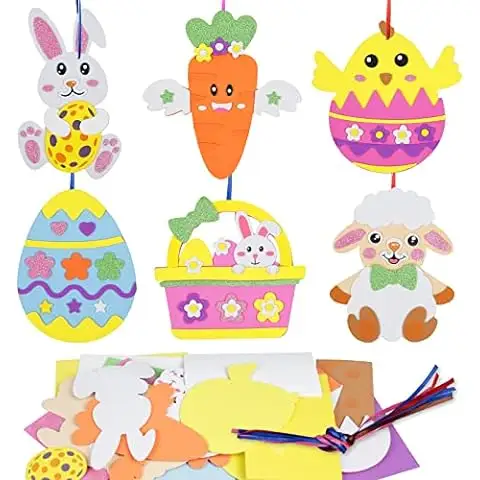 Kids Big Easter Egg Vilt Stickers Ornament Arcering Chick Bunny Egg Konijn Vorm Bril Easter Party Gunst Vilt Ambachtelijke Kit