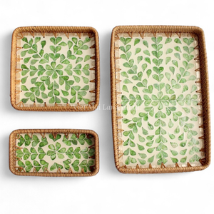 Bandeja Bohemia de Nácar con Diseño Flexible de Ratán para Servir Alimentos y Bebidas y Organizar la Mesa - Product Image 2