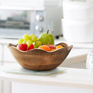 Cuencos de madera de mango Cuencos de alta calidad para utensilios de cocina y artículos para el hogar Ensalada japonesa y sopa Cuenco de madera Centro de mesa India - Product Image 3