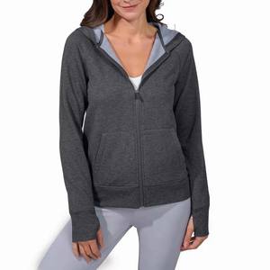 Sweat à capuche gris personnalisé pour femmes, broderie de haute qualité, Logo imprimé, Design, Zip Up, matériau polaire, sweat à capuche personnalisé pour femmes, toutes tailles - Product Image 1