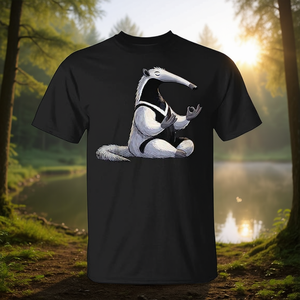 T-Shirt Promozionale con Animale in Posizione Yoga di Anteater Rilassato per Meditazione - Product Image 3