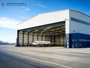 Fabrieksmatig geproduceerde grote, doorzichtige stalen constructie vliegtuighangar met automatische schuifdeur voor vliegtuigopslag op luchthavens - Product Image 6