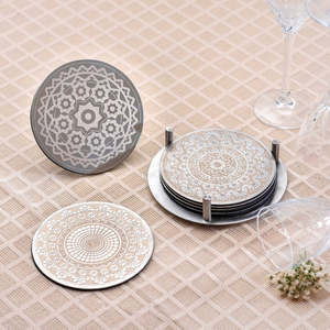Sous-verre de service de luxe en métal brossé pour boissons chaudes et froides avec fond anti-rayures pour la protection de la table au prix de gros - Product Image 2