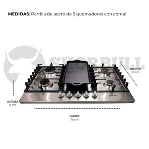 Cuisinière à gaz Shorbull 5 brûleurs en acier inoxydable avec plaque de cuisson, construction robuste, haute performance, vente en gros OEM, approvisionnement en vrac - Product Image 6
