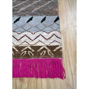 Tapis géométrique noué à la main en laine et soie de bambou Manchaha, rectangulaire, épaisseur 10 mm, pour salon, couloir - Les-1181 Gris & Noir - Product Image 3