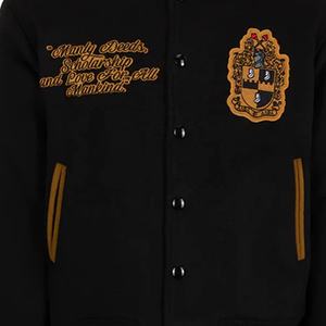 Chaqueta con letras personalizable para hombre y mujer Ropa universitaria negra y dorada 1906 con logotipo y parches bordados - Product Image 5