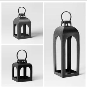 Lanternes en fonte d'aluminium de conception à la mode enduites noires pour la maison et les lanternes de bougie de décoration d'éclairage de table de mariage - Product Image 4