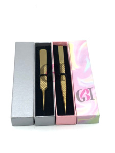 แหนบต่อขนตาคุณภาพสูง โปรโกลด์ พลาสมา สลิม ตรง ทำจากสแตนเลส ทนทาน ป้องกันไฟฟ้าสถิต ขนาด 10 มม. รับทำโลโก้ตามสั่ง - Product Image 2