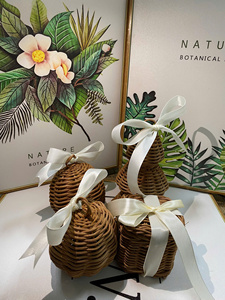 Vente en gros d'ensemble de rotin ornements d'arbre de Noël osier naturel Boho ferme décoration de vacances écologique décor de Noël suspendu - Product Image 1
