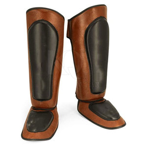 Protège-tibias de boxe en cuir personnalisé avec logo, style dernier cri, léger, professionnel, protection MMA 2025 - Product Image 1