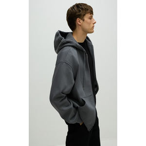 เสื้อฮู้ดทรงหลวมเปิดไหล่ตกไซส์ใหญ่สำหรับผู้ชายเสื้อสเวตเชิ้ตแบบสวมหัวทรงหลวมลำลอง - Product Image 2