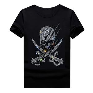 Camiseta Negra con Flecos de Borlas para Mujer, Camiseta de Manga Corta con Flecos de Borlas de Cristal, Ropa de Moda para Fiesta y Calle, Fabricante OEM Personalizado al por Mayor - Product Image 1