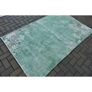 Alfombra vintage de 4.1x6.6 pies, alfombra turca de lana con motivos de plantas y árboles verdes - Product Image 2